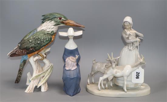 Two Lladro and one Goebel figure